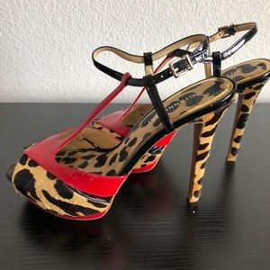 Leopard print/red AMAZING platform heels